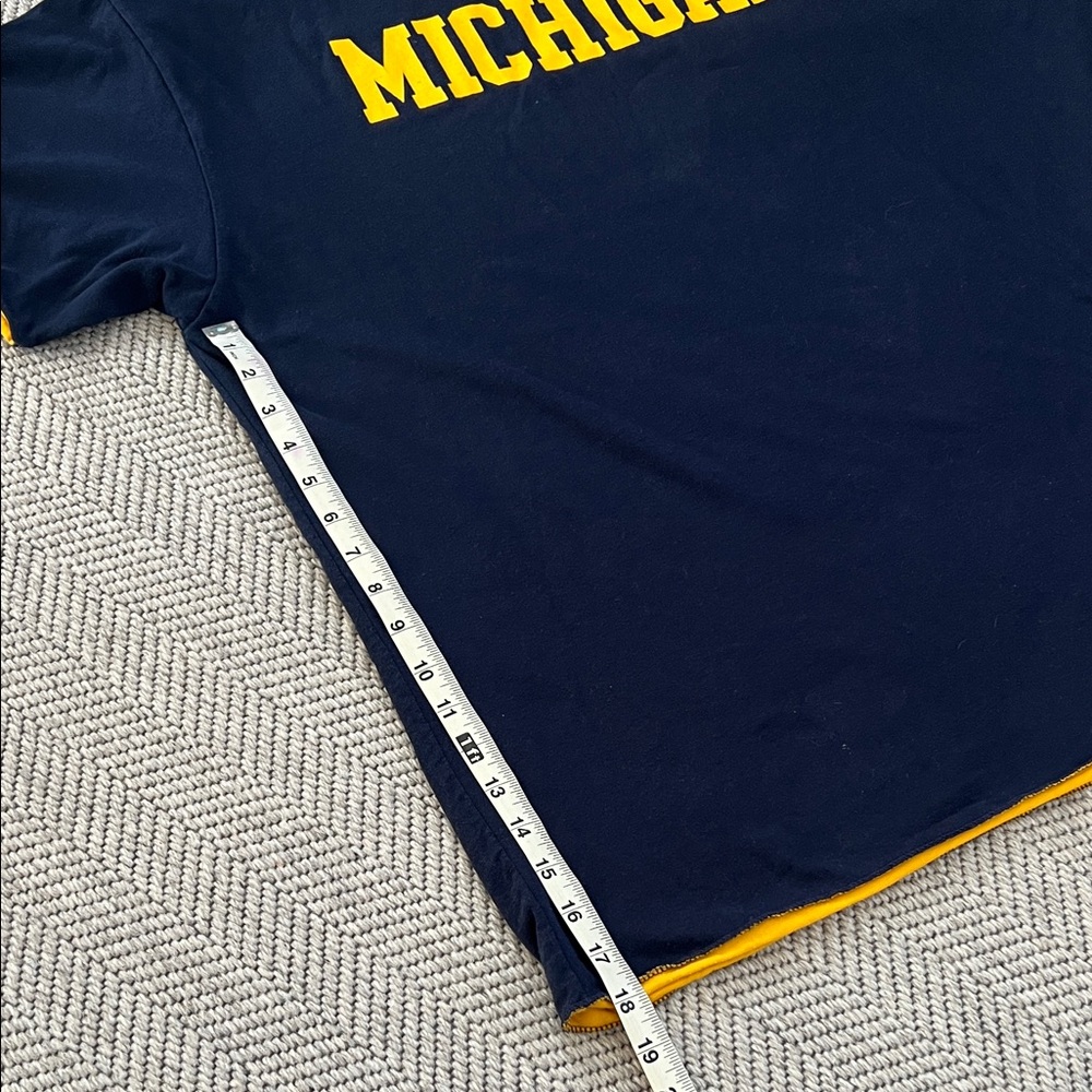 Champion Navy Tee with Yellow Michigan Script - Picture 5 of 8